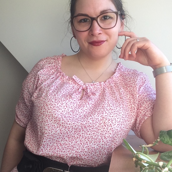 Handmade by me - Small Red Floral Cotton Tunic - Picture 2 of 6